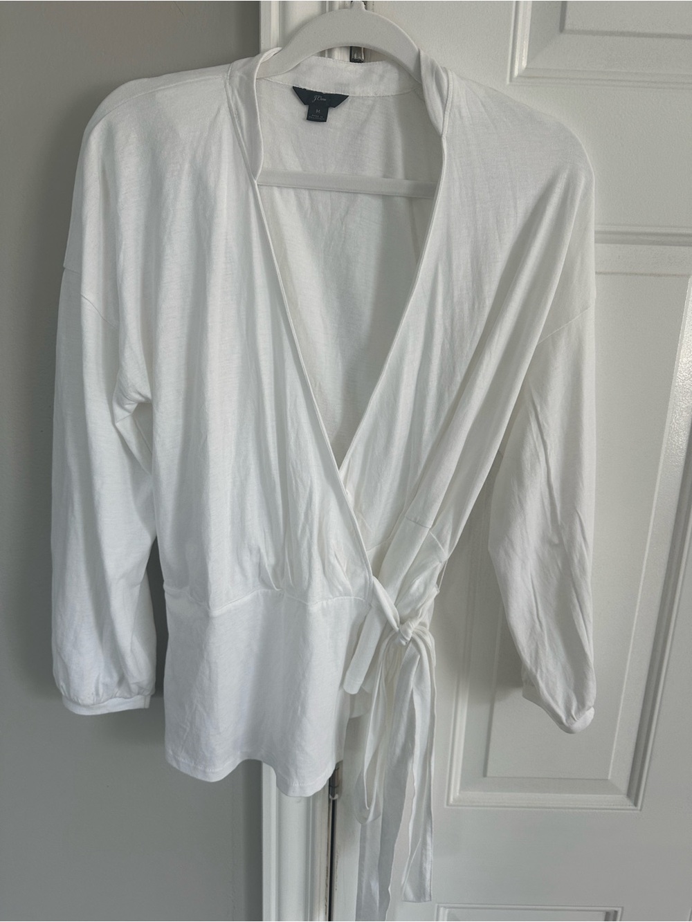 J. Crew White Wrap Blouse with Side Tie